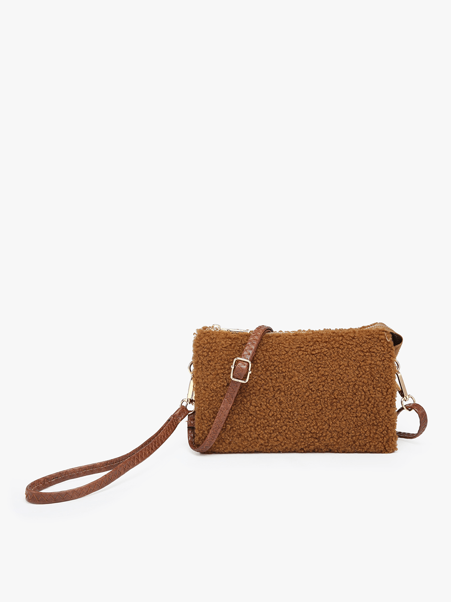 M013SHP Riley Sherpa 3 Compartment Crossbody/Wristlet - Beloved Boutique
