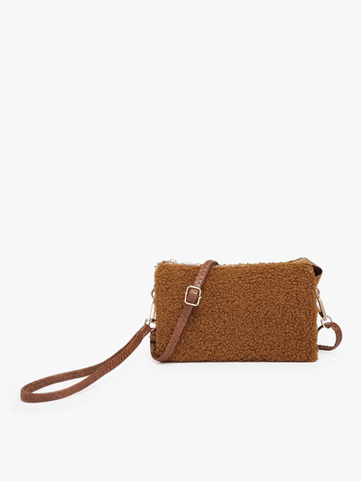 M013SHP Riley Sherpa 3 Compartment Crossbody/Wristlet - Beloved Boutique