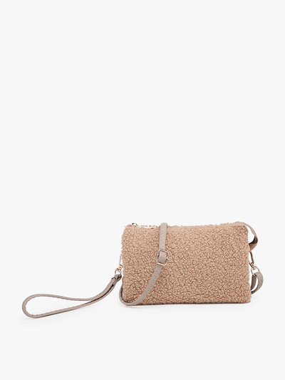 M013SHP Riley Sherpa 3 Compartment Crossbody/Wristlet - Beloved Boutique