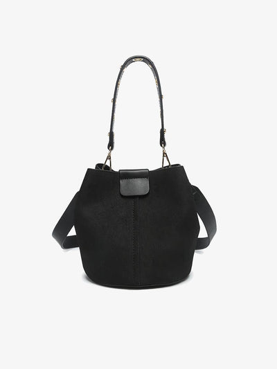 M2528SDE Farrah Suede Bucket Bag w/ Top Handle & Inner Bag - Beloved Boutique