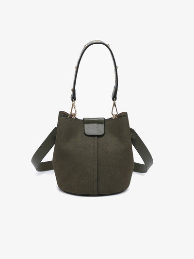 M2528SDE Farrah Suede Bucket Bag w/ Top Handle & Inner Bag - Beloved Boutique