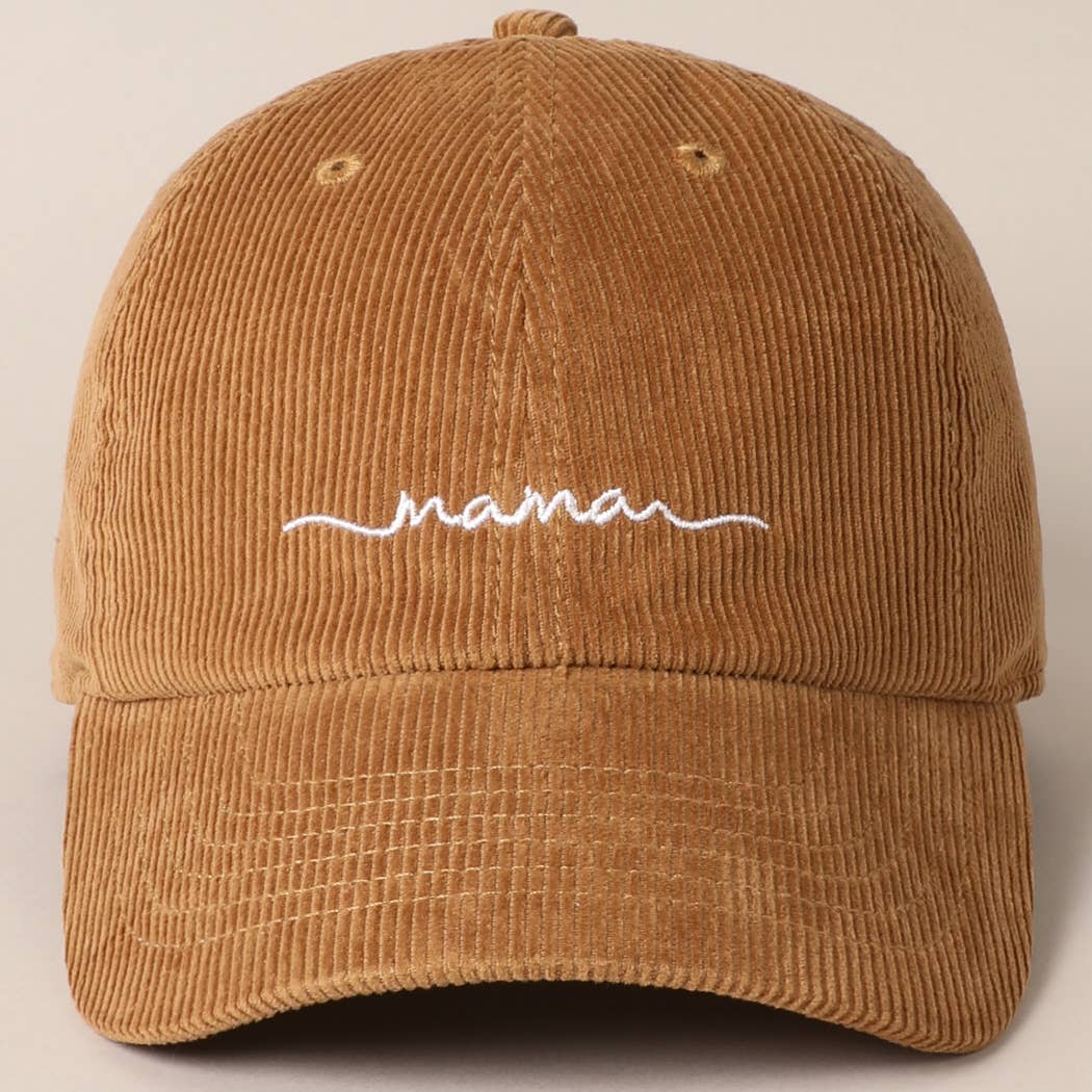 Mama Embroidered Lettering Corduroy Baseball Cap - Beloved Boutique