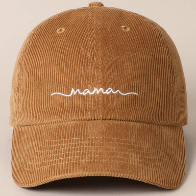Mama Embroidered Lettering Corduroy Baseball Cap - Beloved Boutique