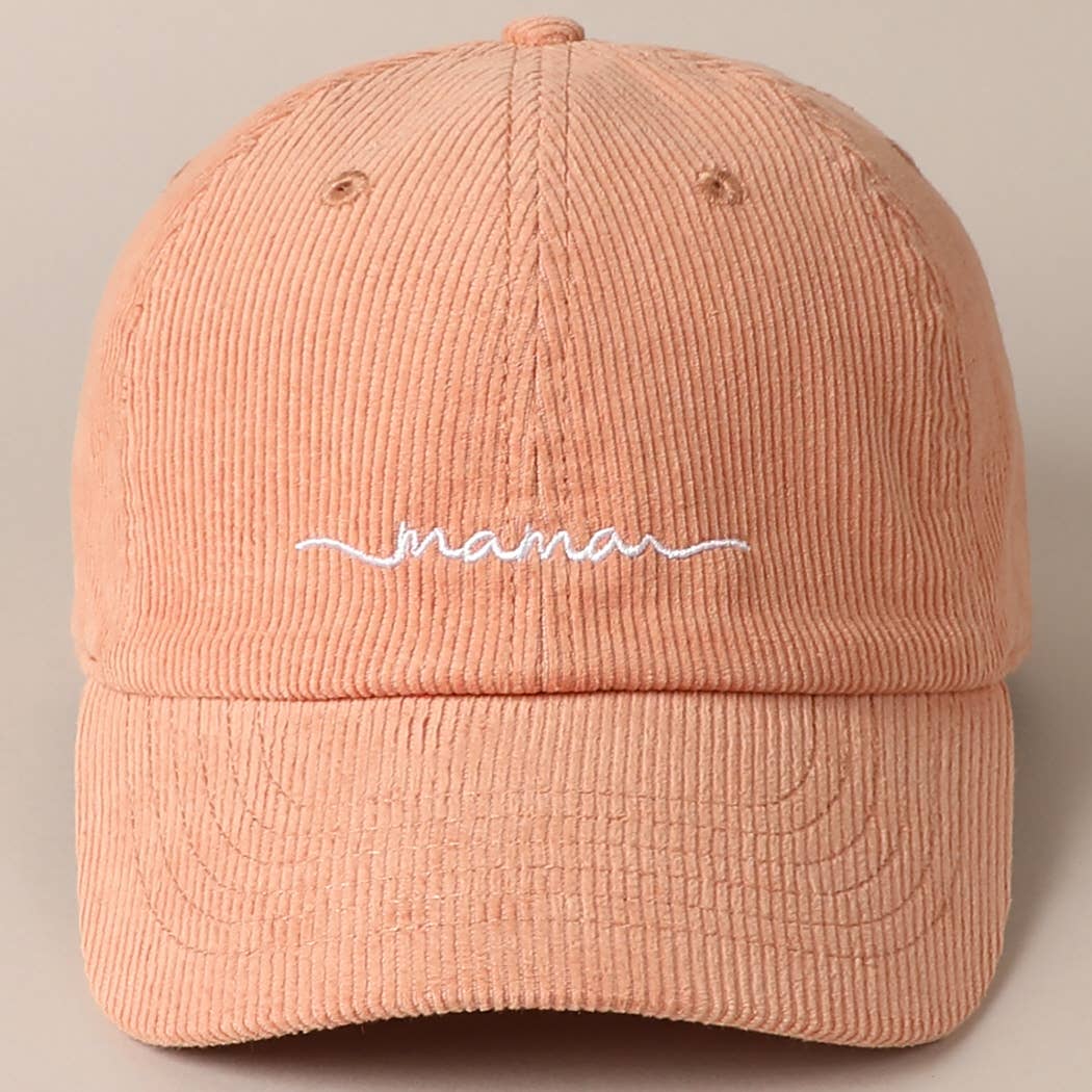 Mama Embroidered Lettering Corduroy Baseball Cap - Beloved Boutique