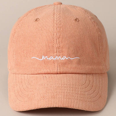 Mama Embroidered Lettering Corduroy Baseball Cap - Beloved Boutique