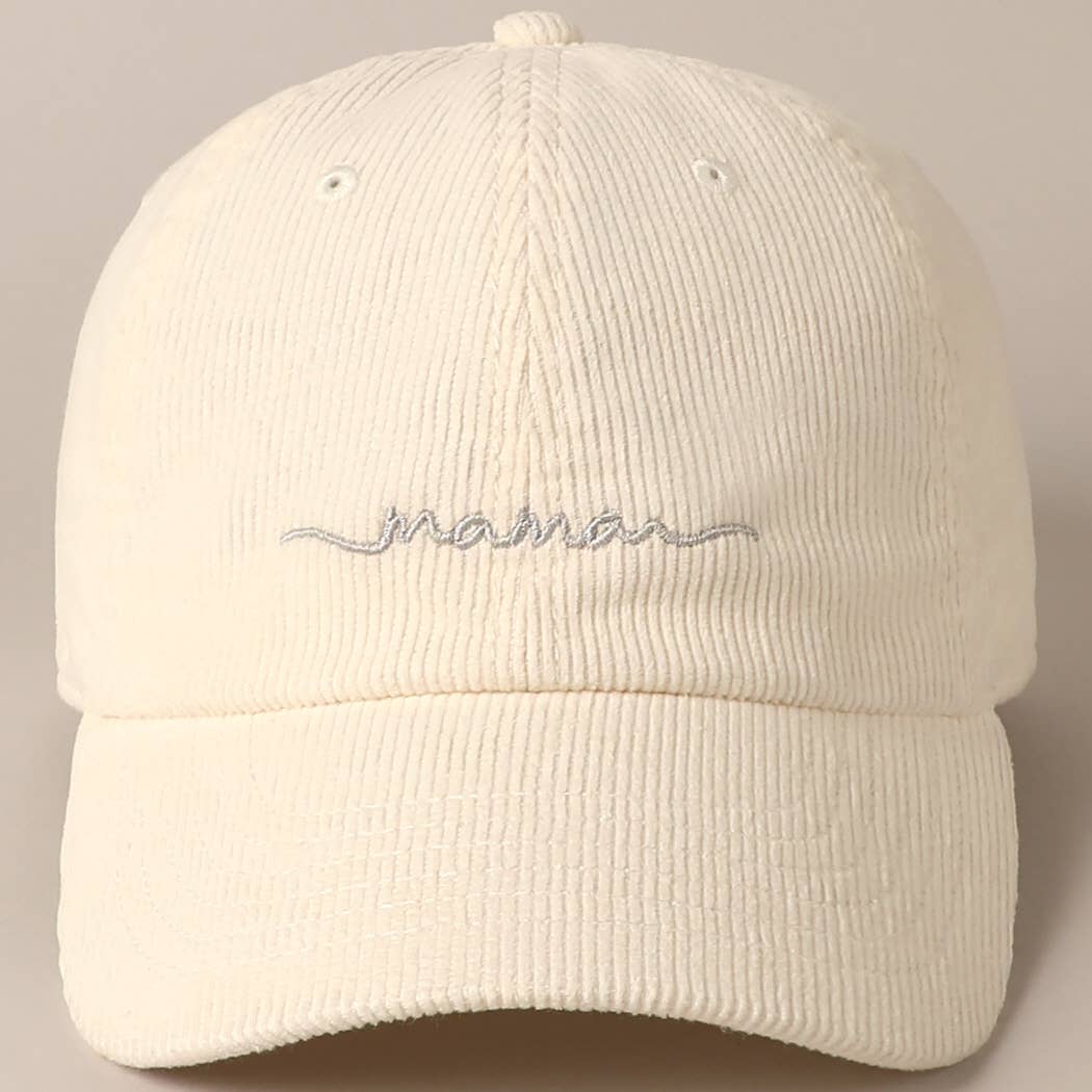 Mama Embroidered Lettering Corduroy Baseball Cap - Beloved Boutique