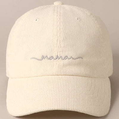 Mama Embroidered Lettering Corduroy Baseball Cap - Beloved Boutique