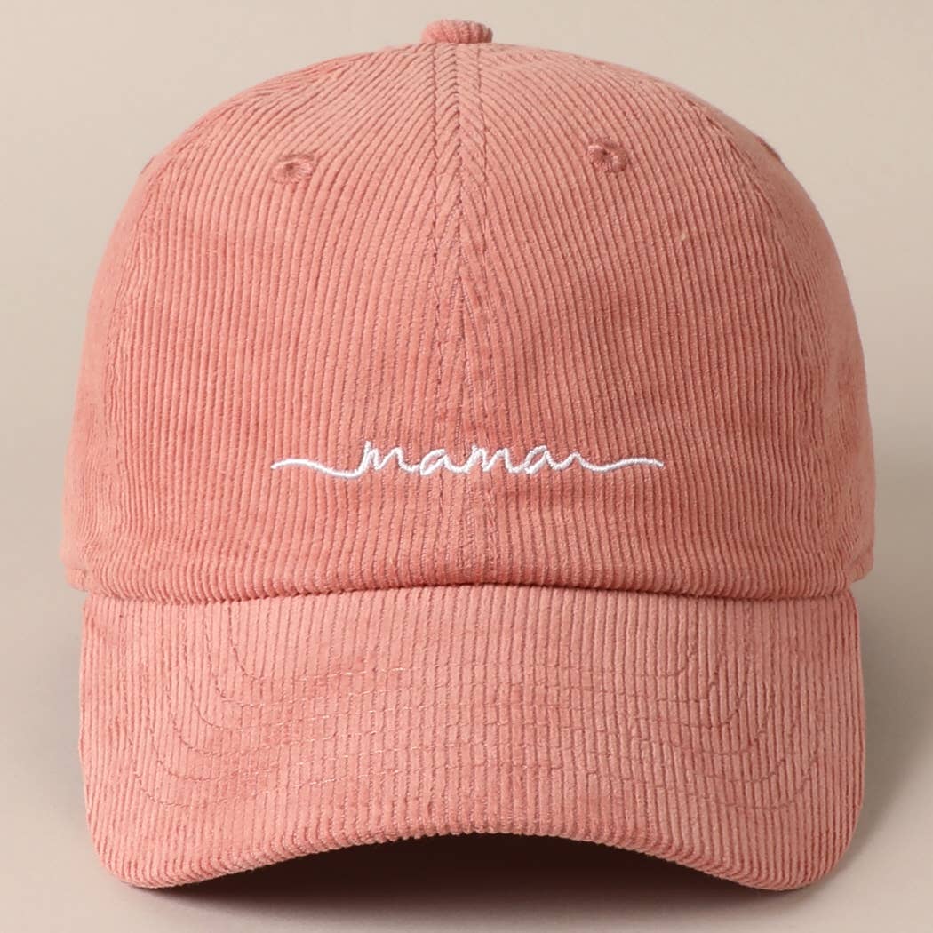 Mama Embroidered Lettering Corduroy Baseball Cap - Beloved Boutique