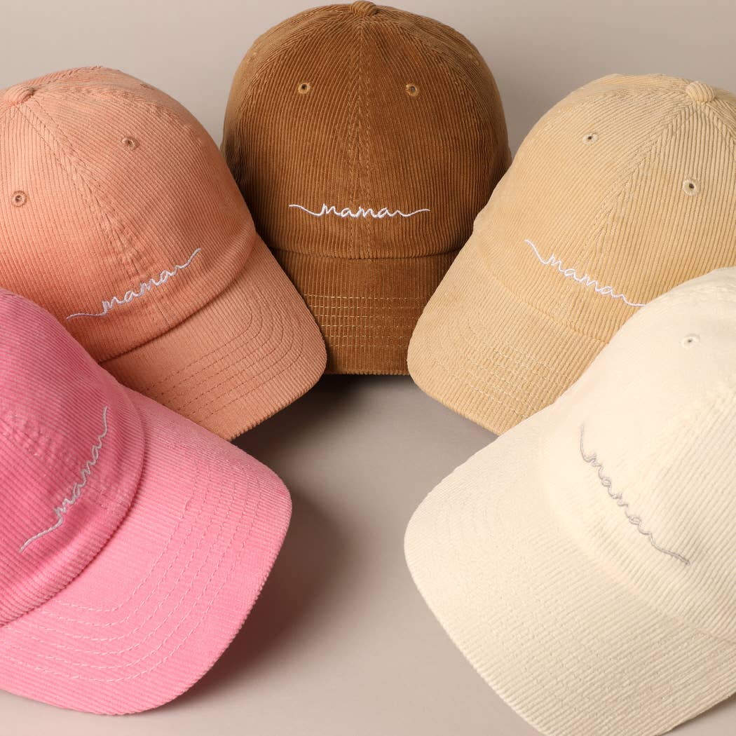 Mama Embroidered Lettering Corduroy Baseball Cap - Beloved Boutique