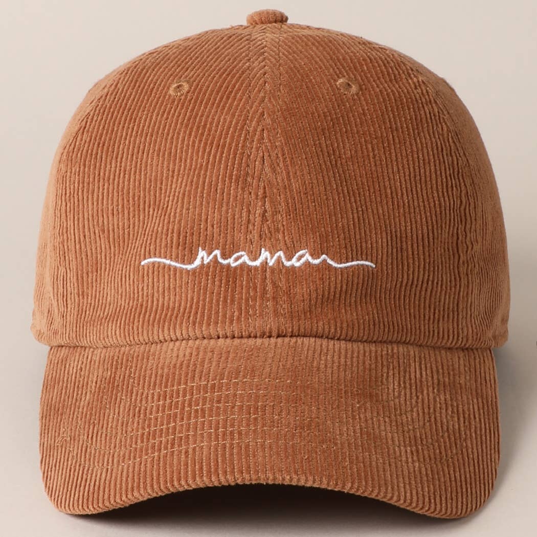 Mama Embroidered Lettering Corduroy Baseball Cap - Beloved Boutique