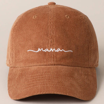 Mama Embroidered Lettering Corduroy Baseball Cap - Beloved Boutique