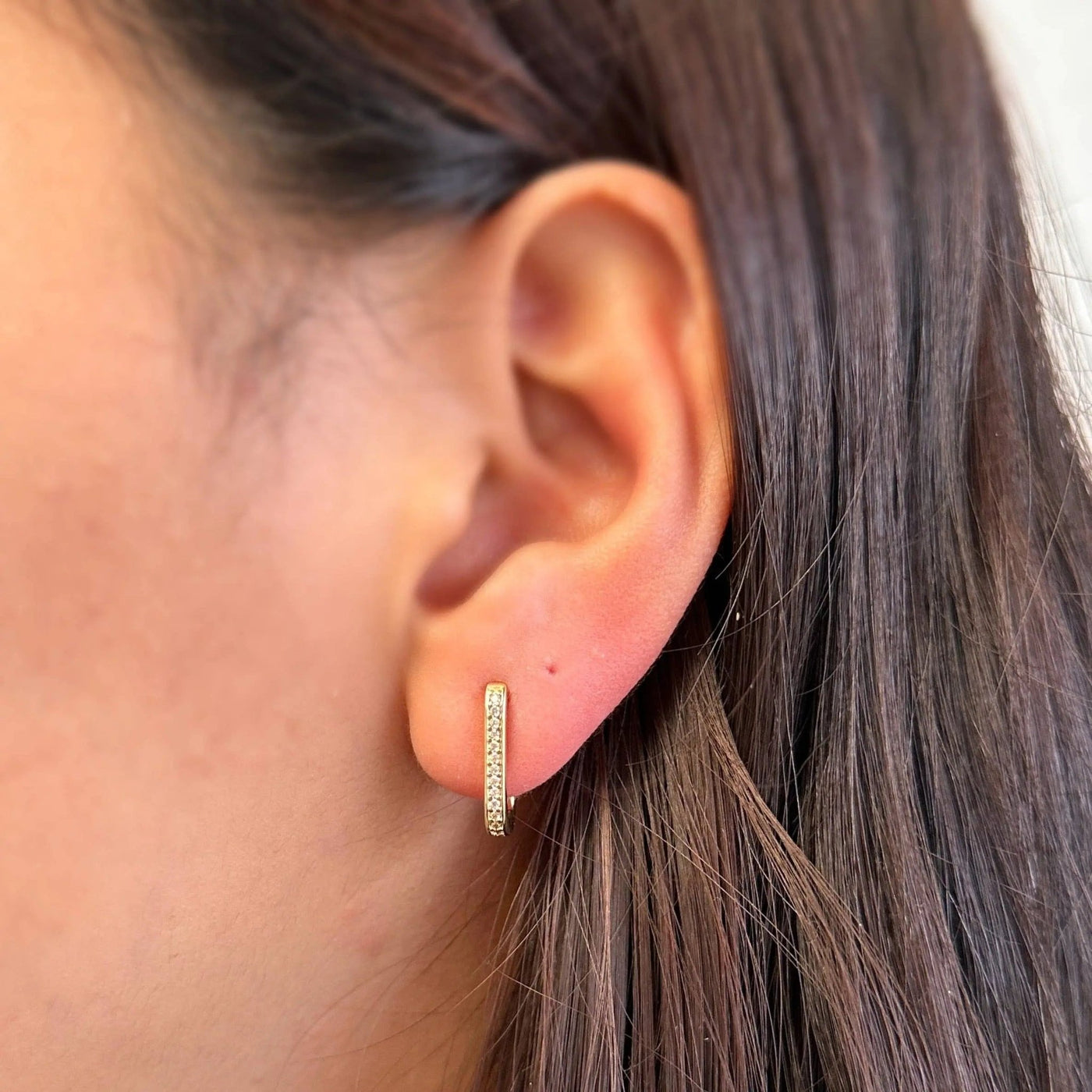Micro CZ Rectangle Clicker Earrings - Beloved Boutique