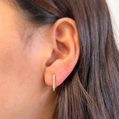 Micro CZ Rectangle Clicker Earrings - Beloved Boutique