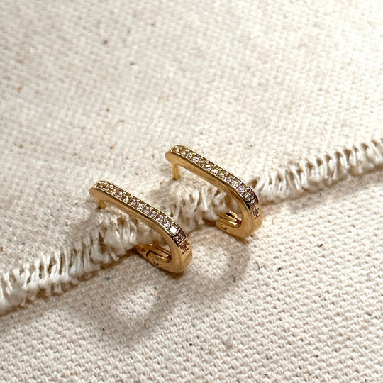 Micro CZ Rectangle Clicker Earrings - Beloved Boutique