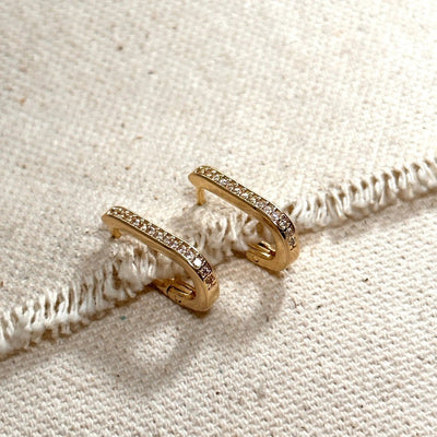 Micro CZ Rectangle Clicker Earrings - Beloved Boutique
