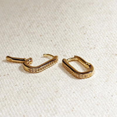 Micro CZ Rectangle Clicker Earrings - Beloved Boutique