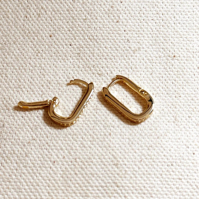 Micro CZ Rectangle Clicker Earrings - Beloved Boutique