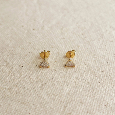 Mini CZ Triangle Stud - Beloved Boutique