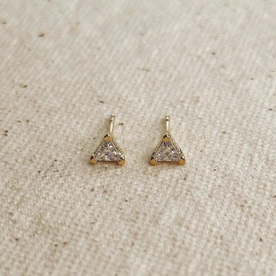 Mini CZ Triangle Stud - Beloved Boutique