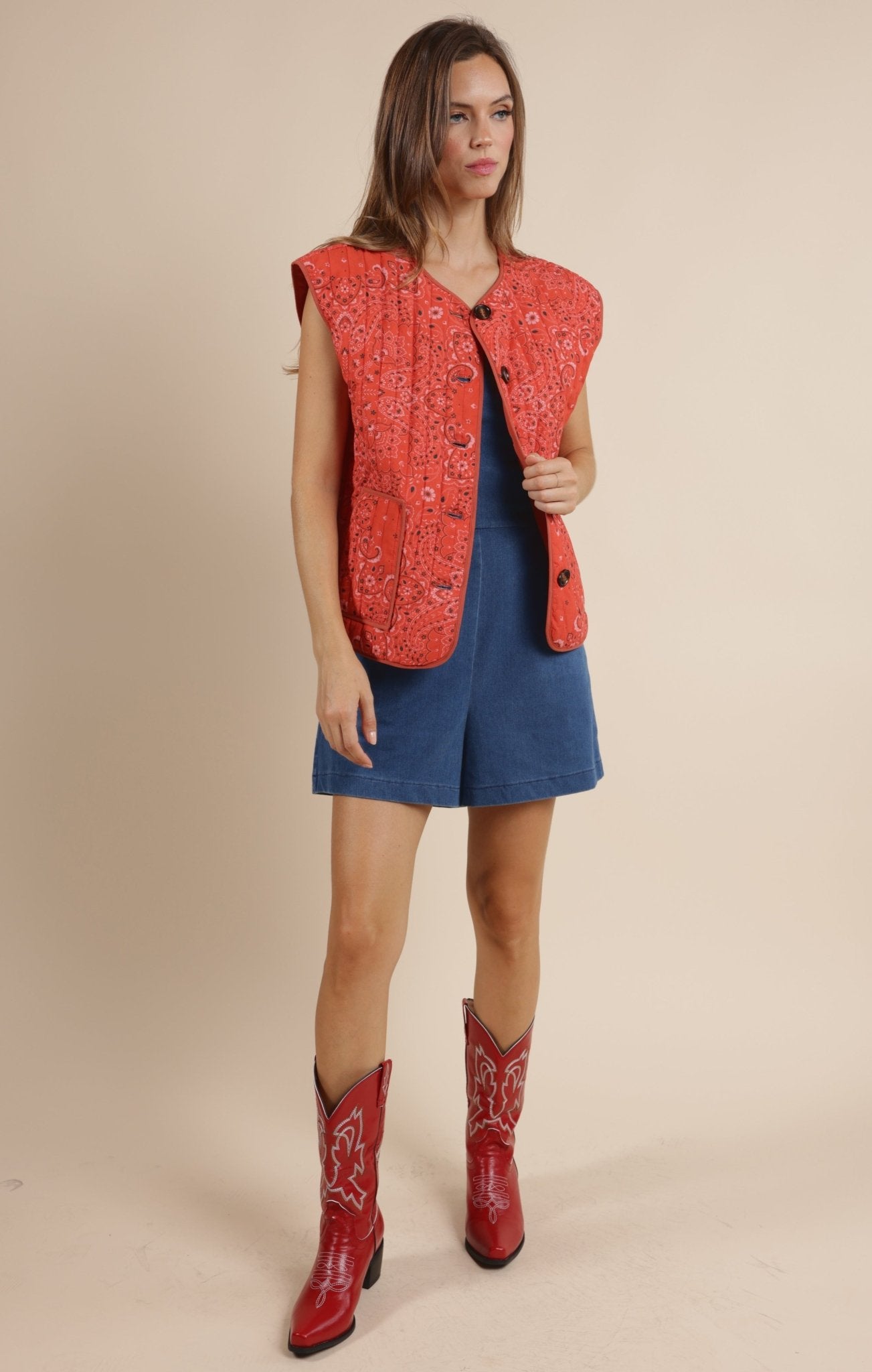 Music Fest Cotton Bandana Quilt Vest - Beloved Boutique