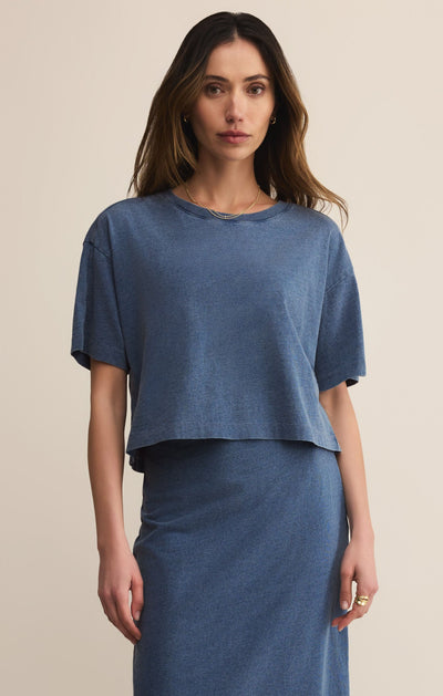 On The Go Jersey Denim Tee - Beloved Boutique