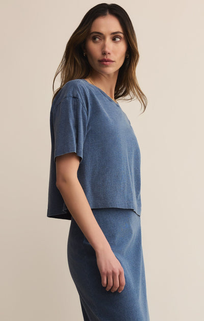 On The Go Jersey Denim Tee - Beloved Boutique