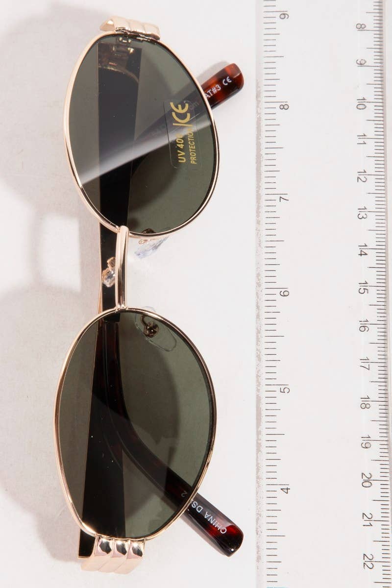 Oval Lens Metallic Frame Sunglasses Set - Beloved Boutique