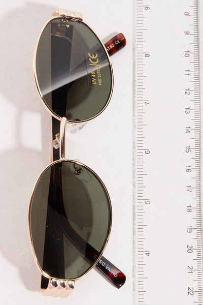 Oval Lens Metallic Frame Sunglasses Set - Beloved Boutique