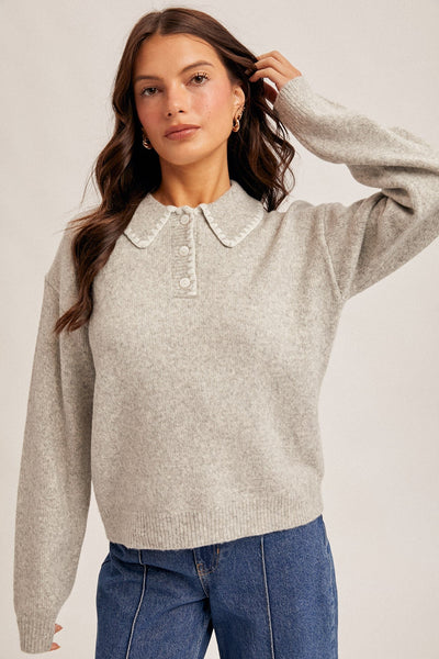 Penelope Polo Sweater - Beloved Boutique