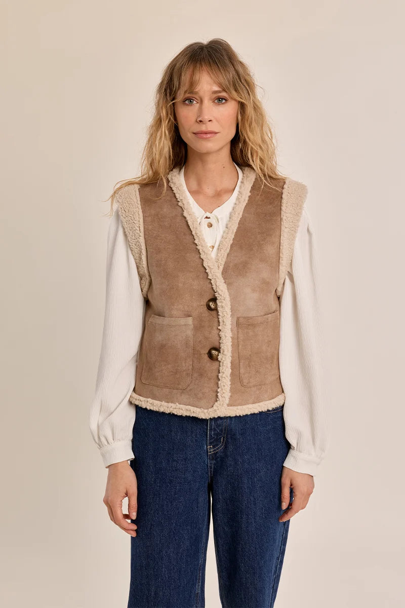 Hester Suede Sherpa Vest