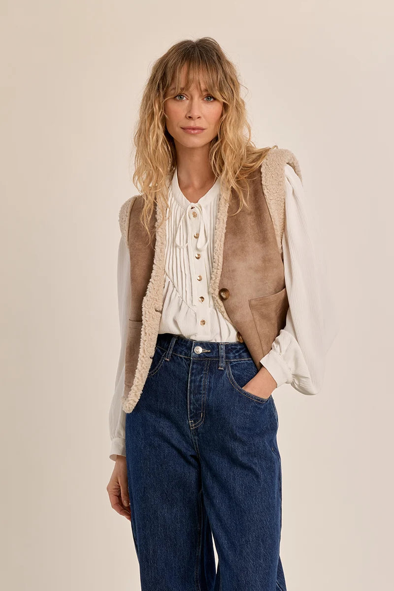 Hester Suede Sherpa Vest