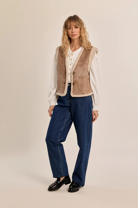 Hester Suede Sherpa Vest