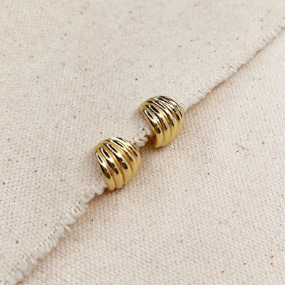 Rounded Ridged C - Hoop Earrings - Beloved Boutique