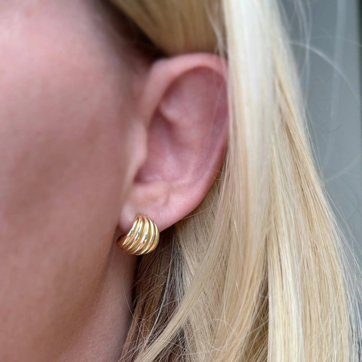 Rounded Ridged C - Hoop Earrings - Beloved Boutique