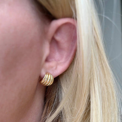Rounded Ridged C - Hoop Earrings - Beloved Boutique