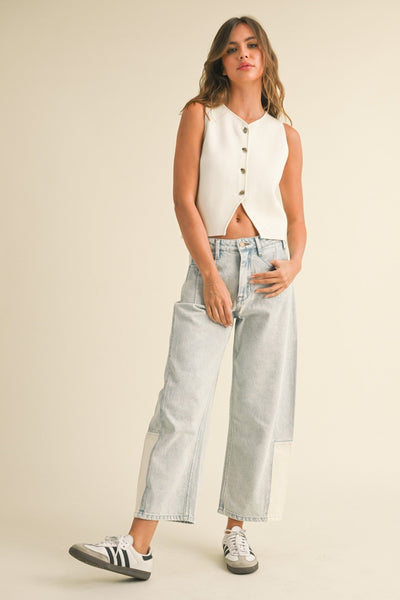 Tess Patched Barrel Denim - Beloved Boutique