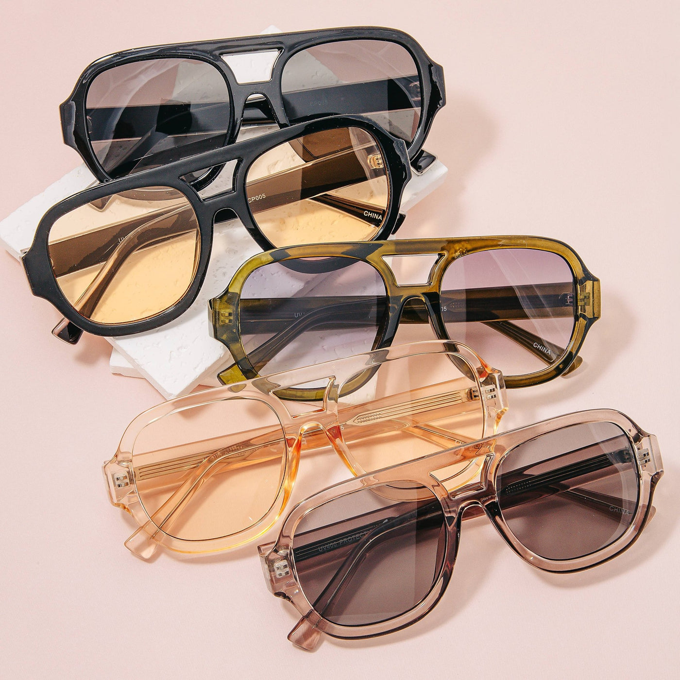 Thick Frame Aviator Sunglasses Set - Beloved Boutique