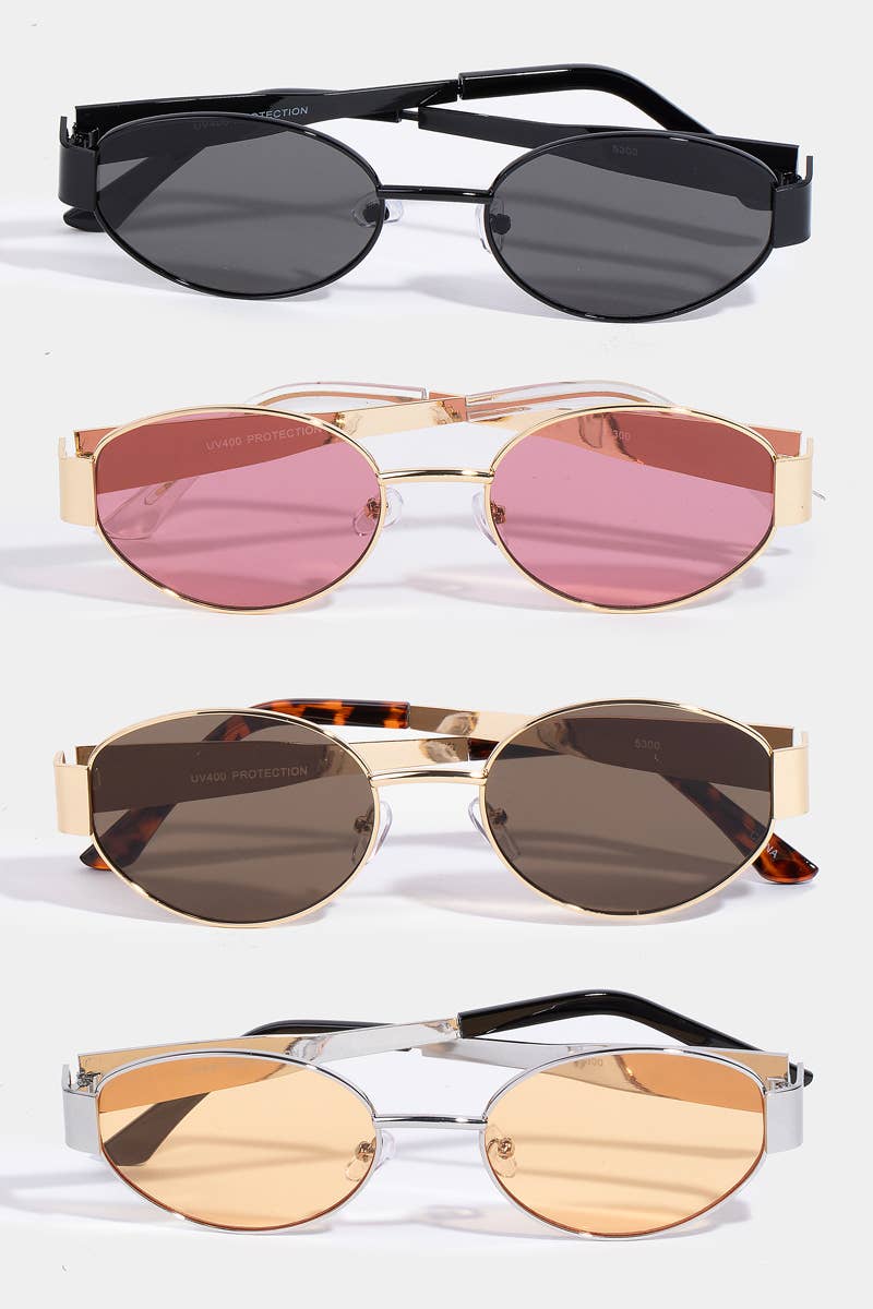 Thin Metal Oval Frame Sunglasses Set - Beloved Boutique