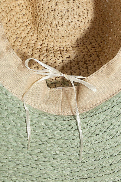 Tone Contrast Straw Hat - Beloved Boutique