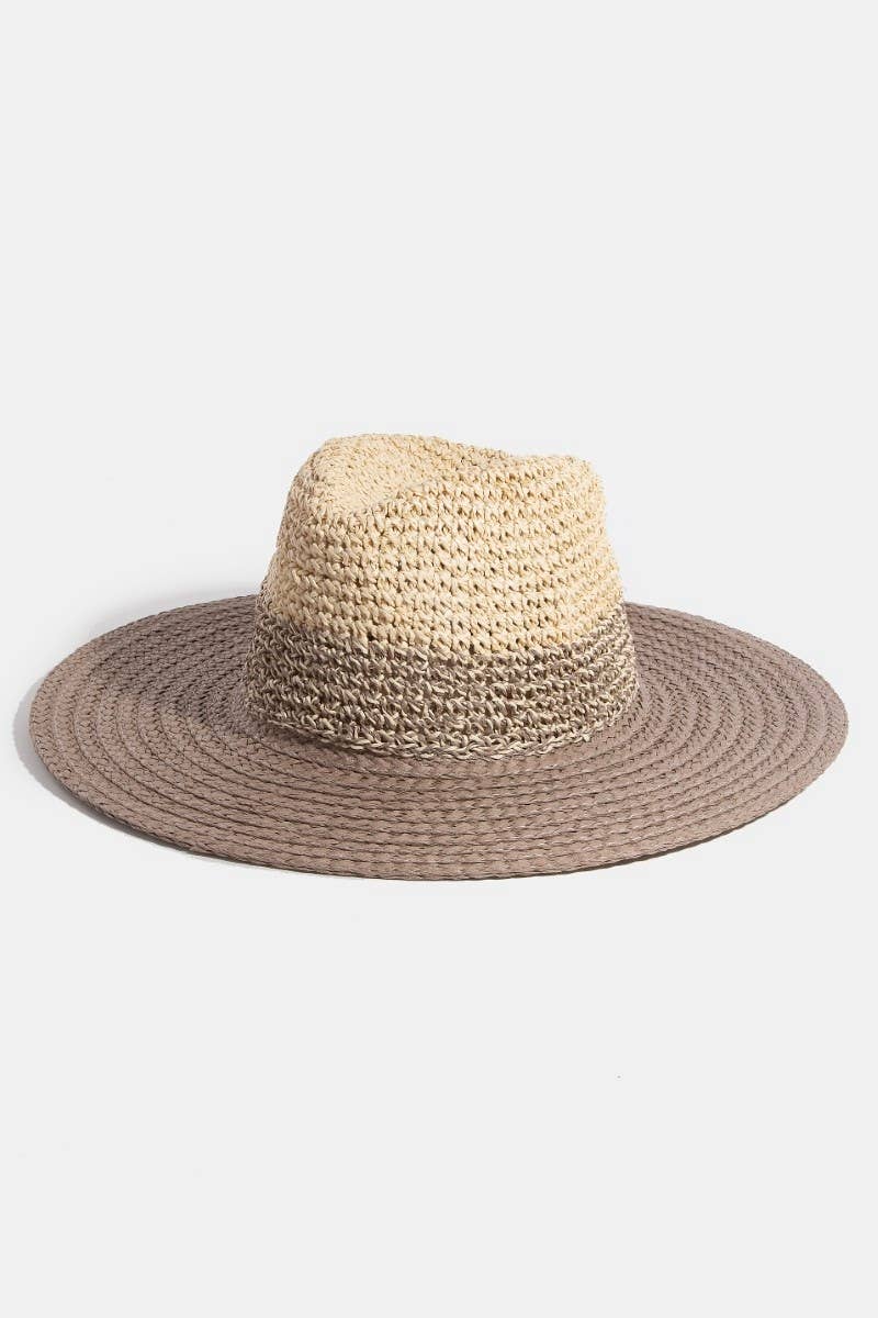 Tone Contrast Straw Hat - Beloved Boutique