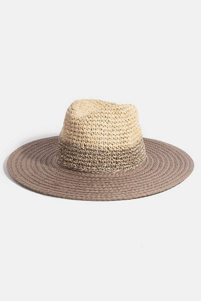 Tone Contrast Straw Hat - Beloved Boutique