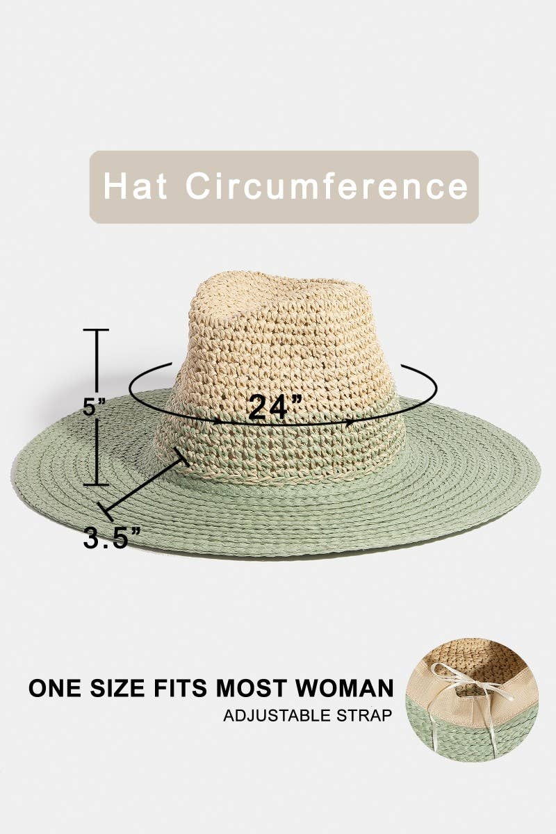 Tone Contrast Straw Hat - Beloved Boutique