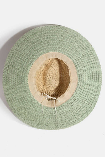 Tone Contrast Straw Hat - Beloved Boutique