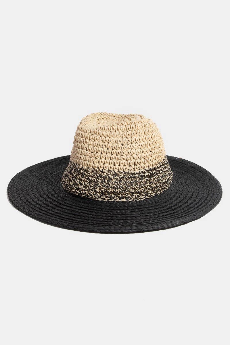 Tone Contrast Straw Hat - Beloved Boutique
