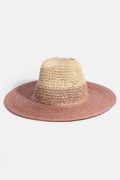 Tone Contrast Straw Hat - Beloved Boutique