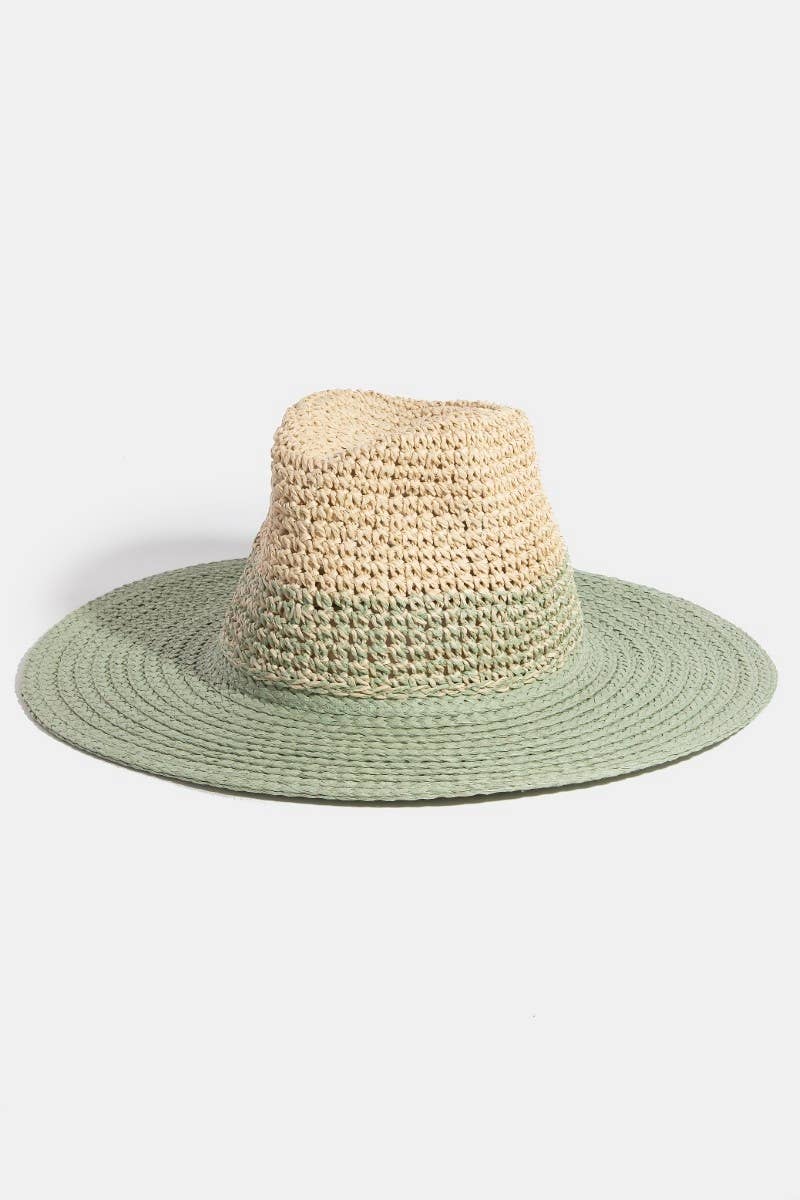 Tone Contrast Straw Hat - Beloved Boutique