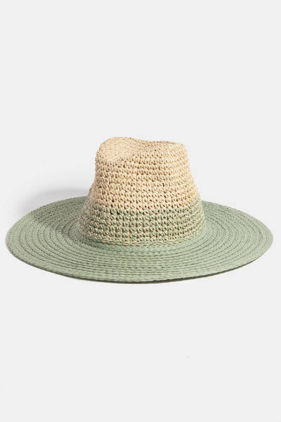 Tone Contrast Straw Hat - Beloved Boutique