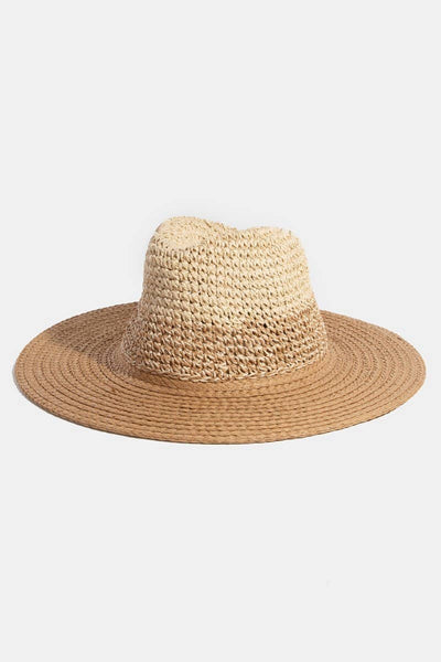 Tone Contrast Straw Hat - Beloved Boutique