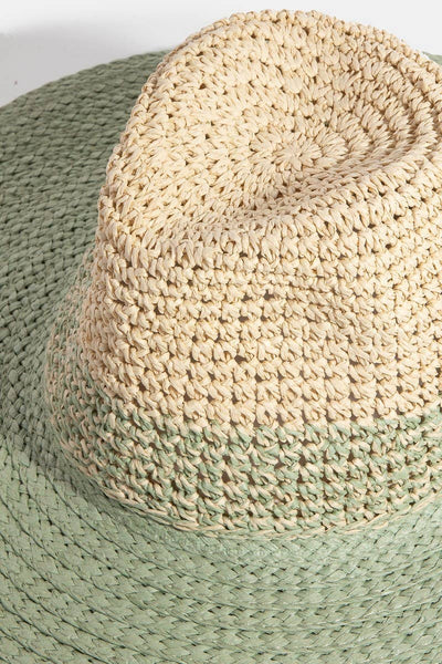 Tone Contrast Straw Hat - Beloved Boutique