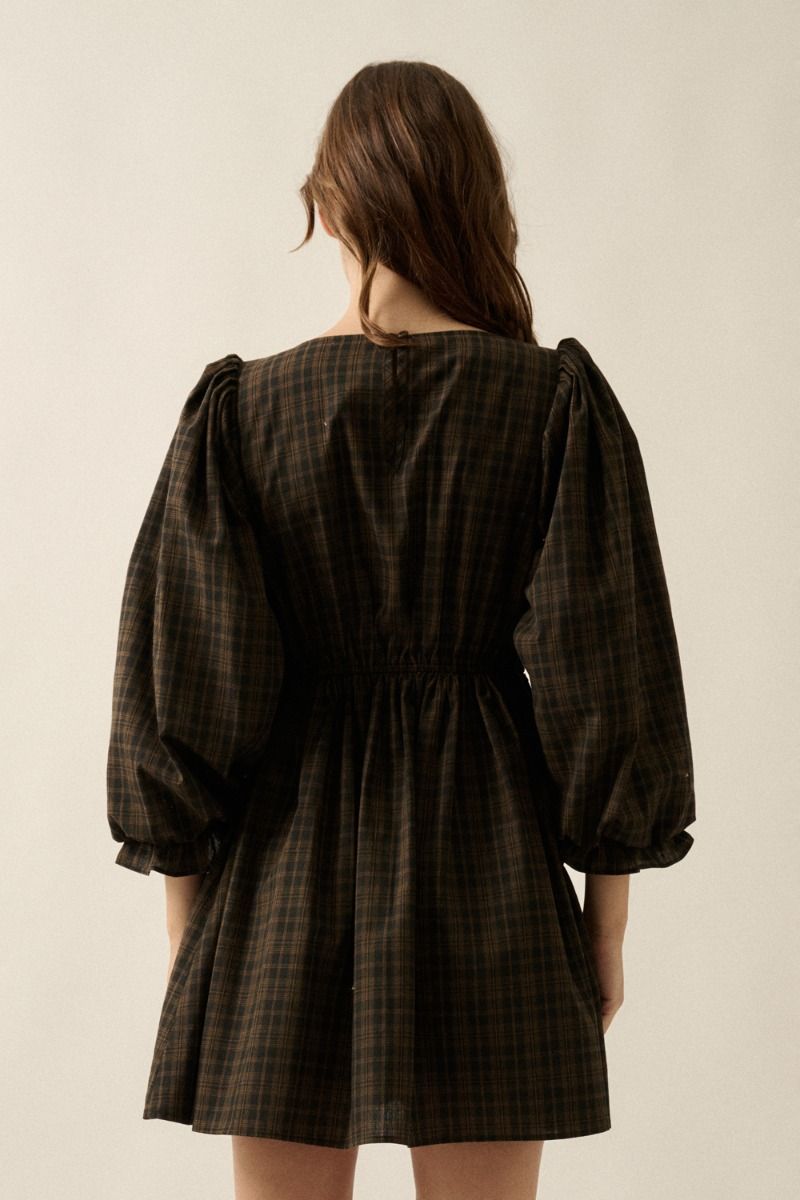 Rey Plaid Lace Mini Dress